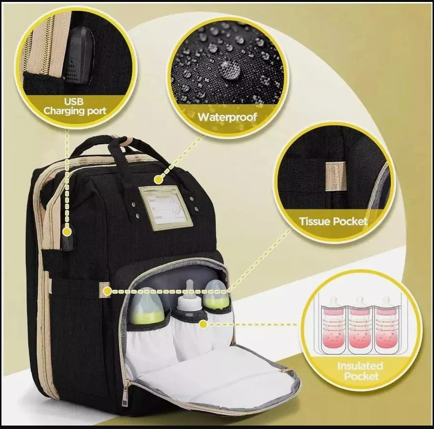 Mochila Bolsa de Pañales para Bebé Multifunción con Cambiador Bolsa de Viaje para Mamá-B Foto 2 de 4