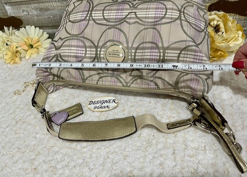 Authentic COACH Signature Gold & Lilac Plaid Shoulder Bag 17209 EUC! Medium - Picture 8 of 12