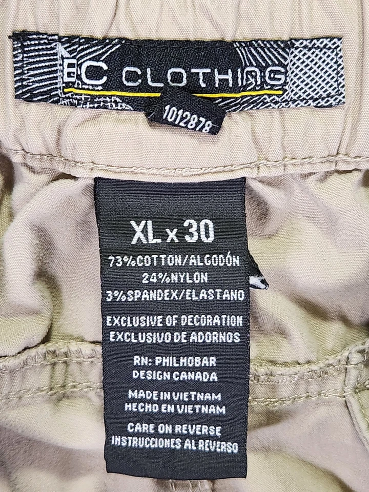 BC Clothing Convertible Cargo Pants XL x 30 Beige Zip Off Hiking Outdoor Utility - Image 4 of 4