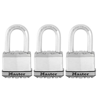 3 x Master Lock Excell Vorhängeschloss alle gleich Schlüssel laminiert sehr hohe Sicherheit 9,50 mm