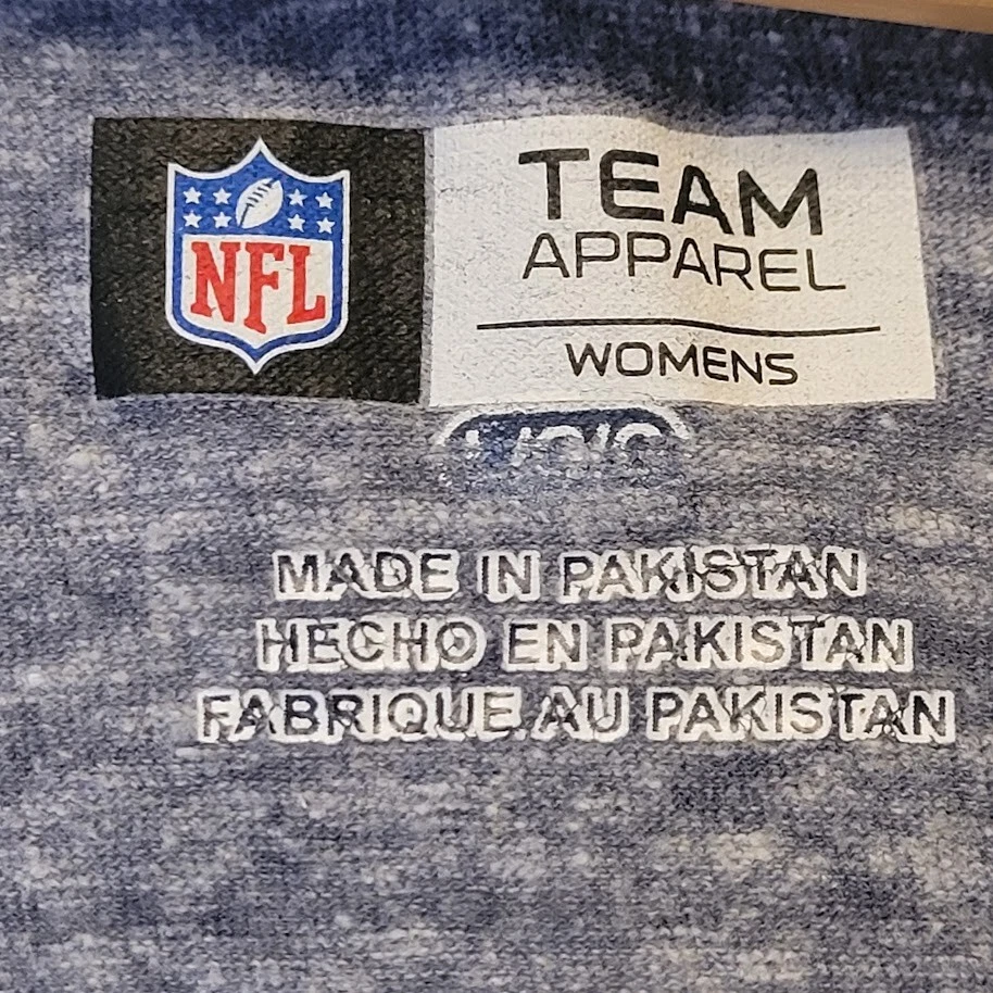 Camiseta Seattle Seahawks NFL Team Apparel feminina manga curta azul gola V G - Imagem 4 de 4