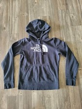 The North Face Sweatshirt Womens Medium Black Hooded Hoodie Spell Out Logo Solid