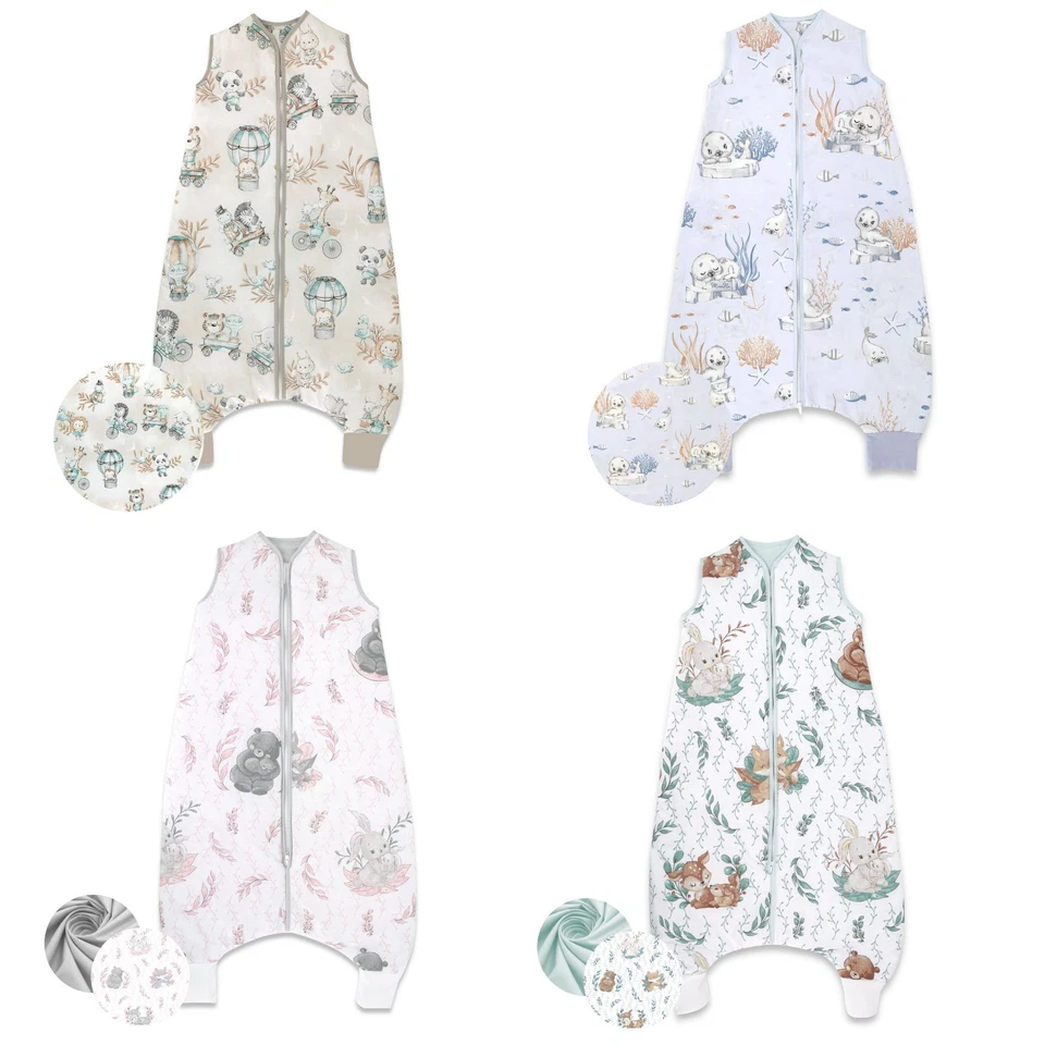 BABY-DELUX Baby Schlafsack mit Füßen 2.5 TOG Ärmellos Ganzjahres 80-98 cm 100% Baumwolle