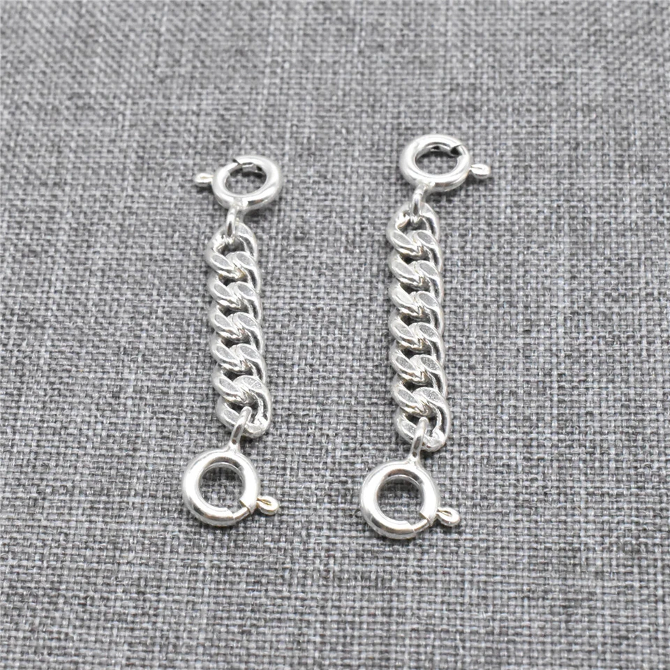 2pcs of 925 Sterling Silver Curb Chain Extensions w/ Spring Clasp for Necklace - Image 4 of 4
