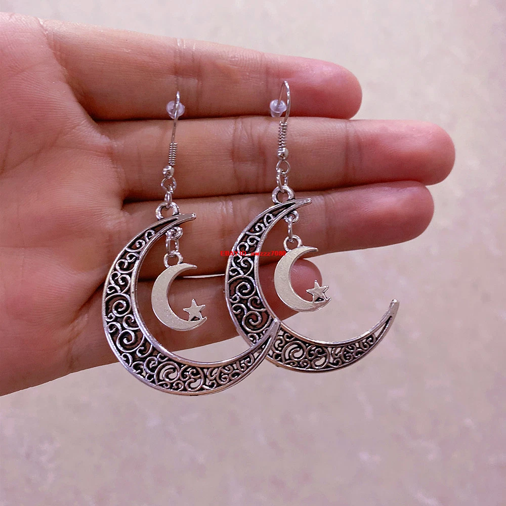 Crescent moon clearance dangle earrings