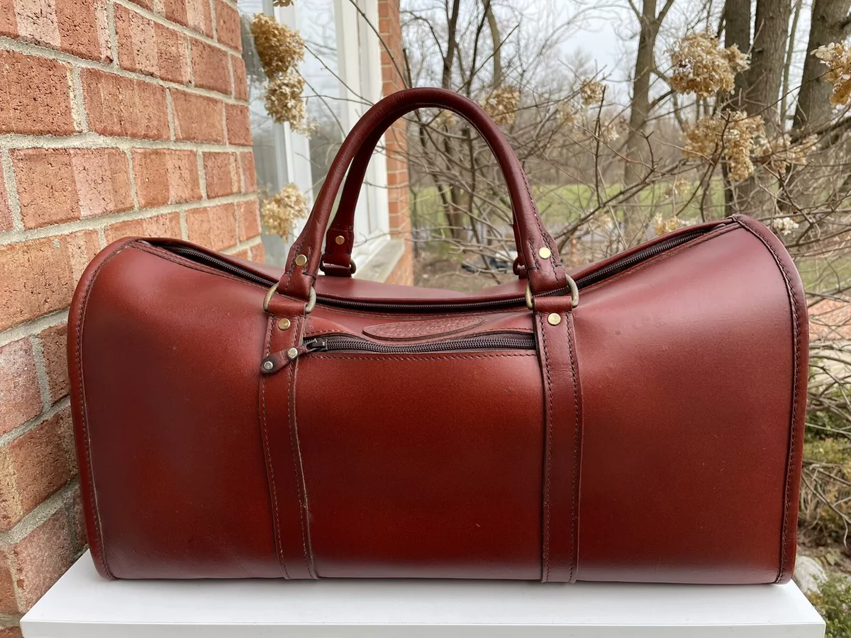 Vintage Lewis Drake Associates Hunting Camp travel Buffalo leather duffle bag