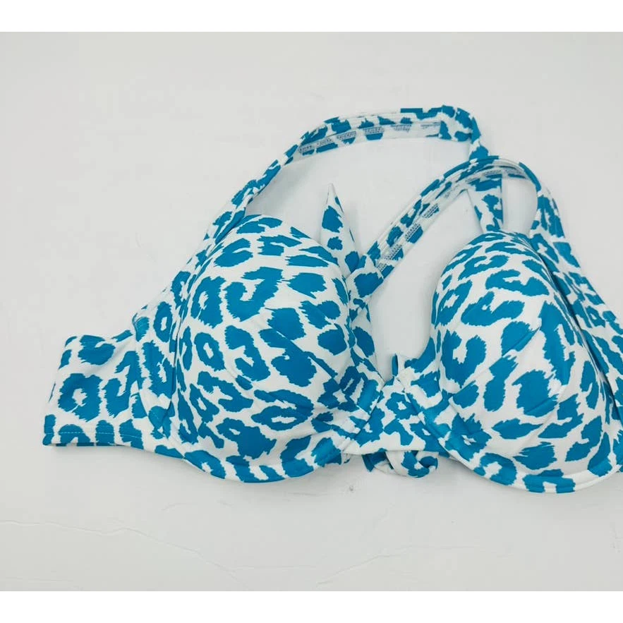 New Calvin Klein Womans Sz Medium Bikini Top Swim Underwired Animal Pleated NWT - Image 4 of 4