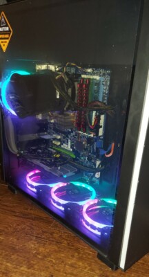 Gaming PC Desktop Computer Intel i7 Black, With RGB Fans An Tempered Glass Panel