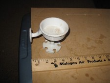 ANTIQUE VTG 1930s 40s TOOTHBRUSH CUP HOLDER WALL MOUNT WHITE PORCELAIN CAST IRON