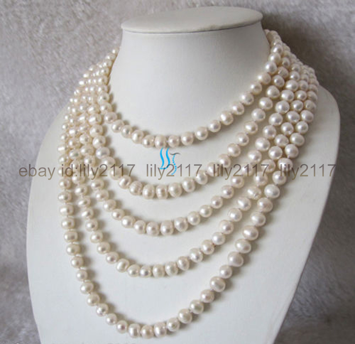 7-8mm Natural White Freshwater Pearl Necklace Strand