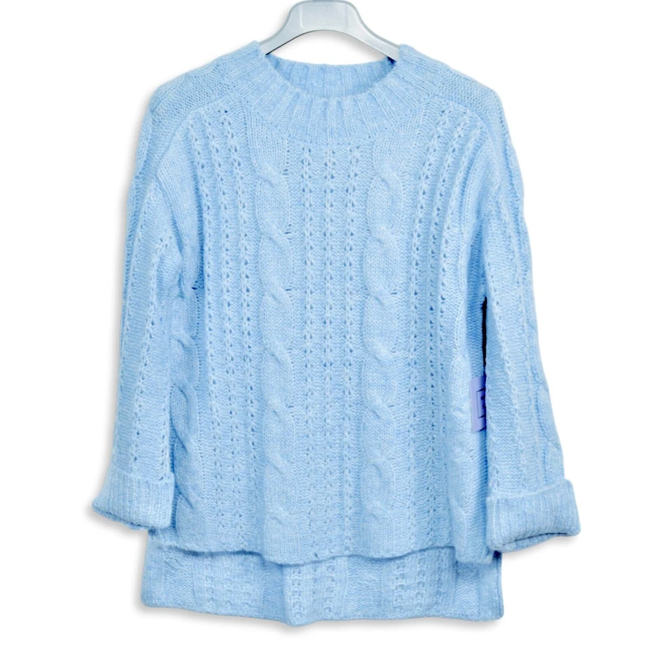 ¡Nuevo! Suéter túnica Michelle Nicole acogedor suave tejido con cable dobladillo alto-bajo aberturas laterales L Foto 3 de 4