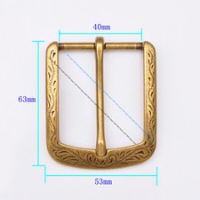 Men's Vintage Bass Flower Carved Prong Pin Leather Belt Replacement Buckle 40mm