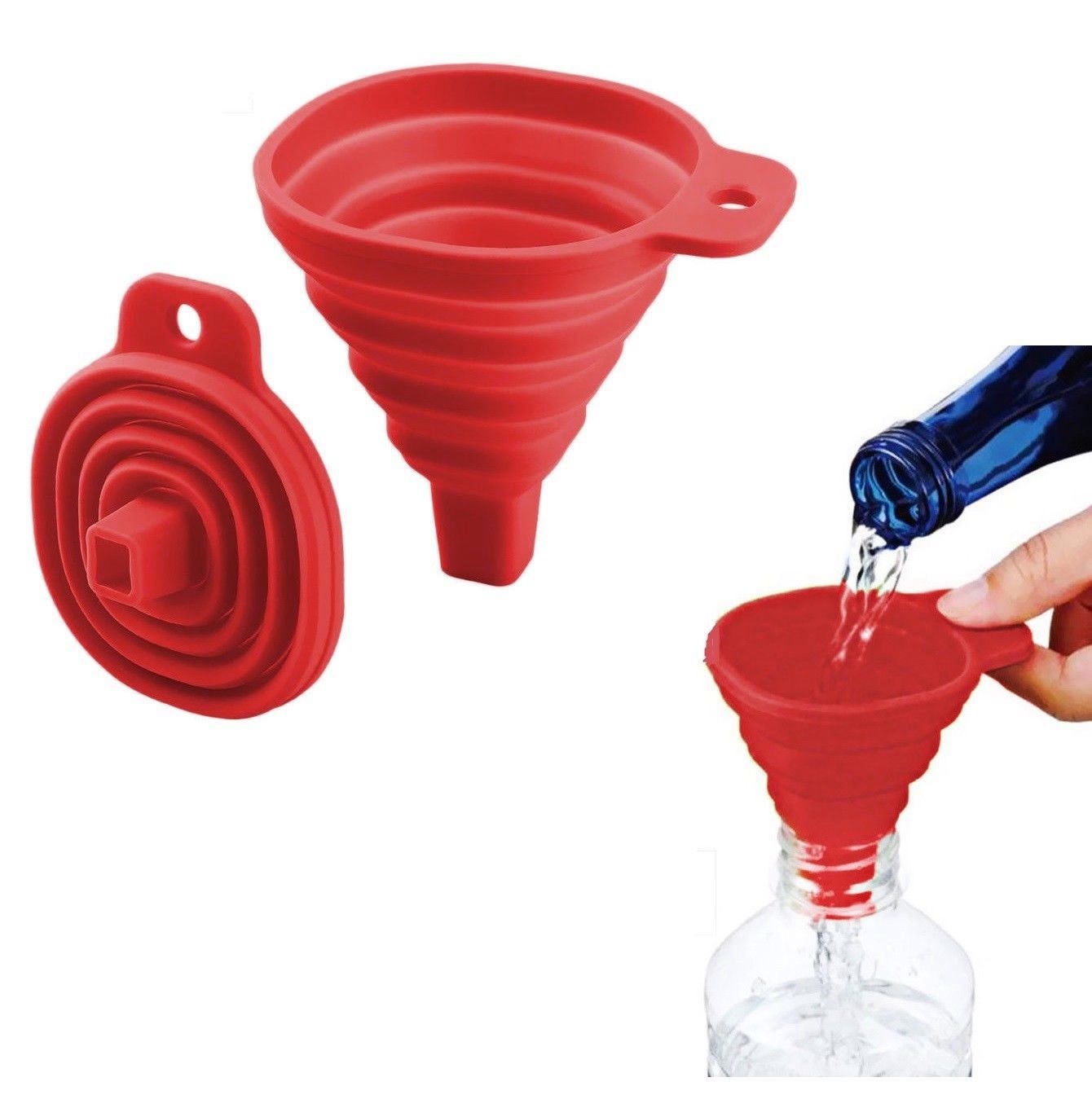 COLLAPSIBLE SILICONE FUNNEL Foldable Silicon Kitchen Hopper Practical