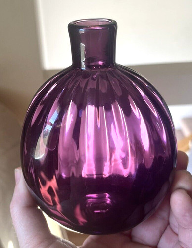 BEAUTIFUL PURPLE COLORED RIBBED FLASK PONTIL MMA REPRODUCTION CLEAN L@@K