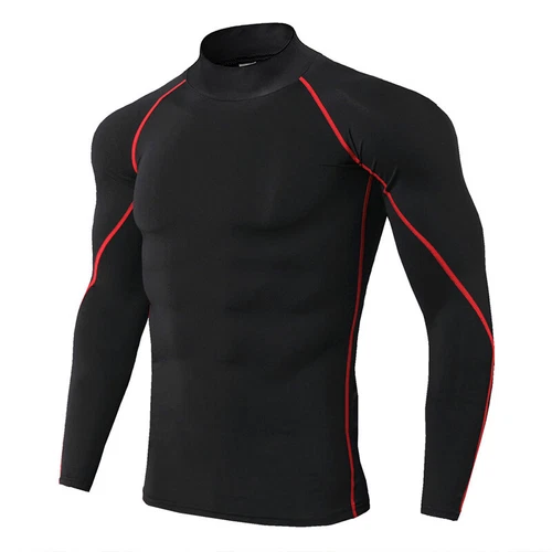 Herren Rollkragen Kompression Basisschicht Oberteil Fitness Tights Sport Langarmshirt - Bild 10 von 26