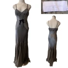 "LAVENDER LABEL" Vera Wang Grey Silk Satin Long Slip Dress Detail US 4/8Aust-UK