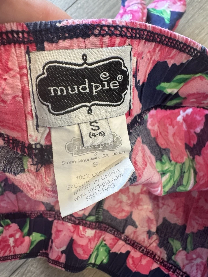 Mud Pie Size 4-6 Small Rose Pink Blue Scalloped Shorts Elastic Waist Cotton - Изображение 3 из 4