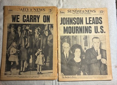 Vintage newspapers, Sunday News Nov. 24,1963 & Daily News Nov. 26,1963.