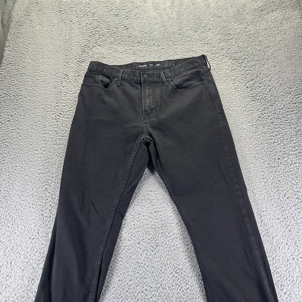 Old Navy Built In Flex Jeans Mens 36x34 Black Denim Cotton Straight Slim Stretch - Image 2 of 4
