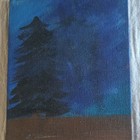 Tree Silhouette Night Sky Realism Nature Original Acrylic Painting on Canvas