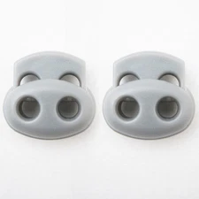 Set of 2 Shoe Lace Shoelace Buckle Rope Clamp Cord Lock Stopper Run Sports Grey