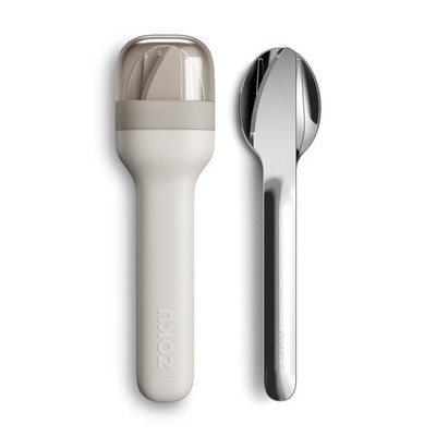 ZOKU Pocket Utensil Set, Grey - Stainless Steel Fork, Knife, and Spoon Nest in C