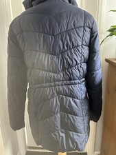 Hooded Quilted Ladies Jacket Size 12 In Dark Blue 