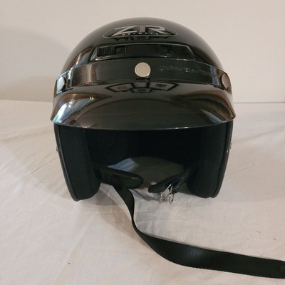 Z1R Open Face Sz M Black Helmet, Smoke Visor Snap Chin Strap Vents