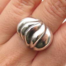 925 Sterling Silver Vintage Mexico Modernist Dome Oxidized Ring Size 7.25