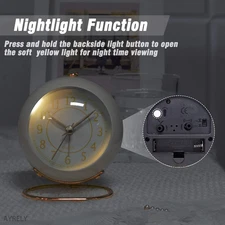 ® Battery Operated Desk Alarm Clock with Light,Silent No Ticking,Small Table ...