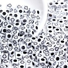 Loose Spacer Beads Square 200pcs 6mm Acrylic Beads Cross Pattern Beads