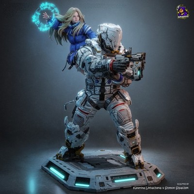 Diana  & Hugh - Pragmata - Fan Art Figur - Resin 3D Druck 300mm