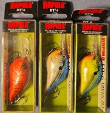 3 Rapala DT Dives To 6 ft 3/8 oz 2" Body DT06 Mix of Colors: DMN, BSD, PRT