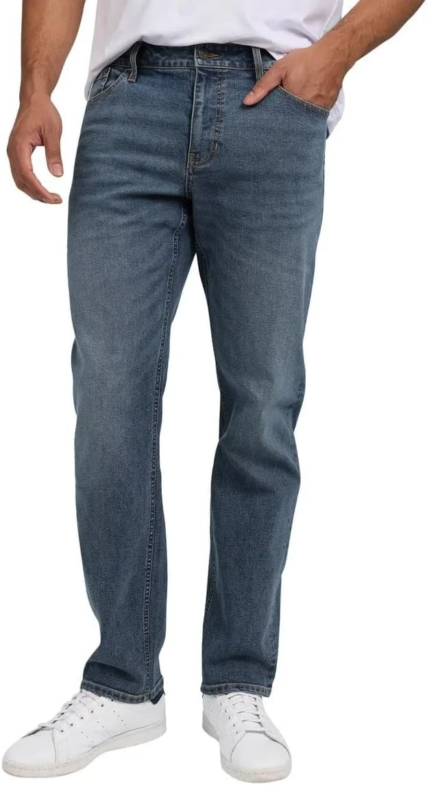 Izod Men's Comfort Stretch Denim Jeans - Relaxed, Straight & Regular Fit (98% Cotton, 2% Spandex)
