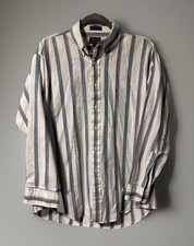 VTG Chaps Ralph Lauren Mens Striped Dress Shirt Size 16 1/2 34/35 Made In USA
