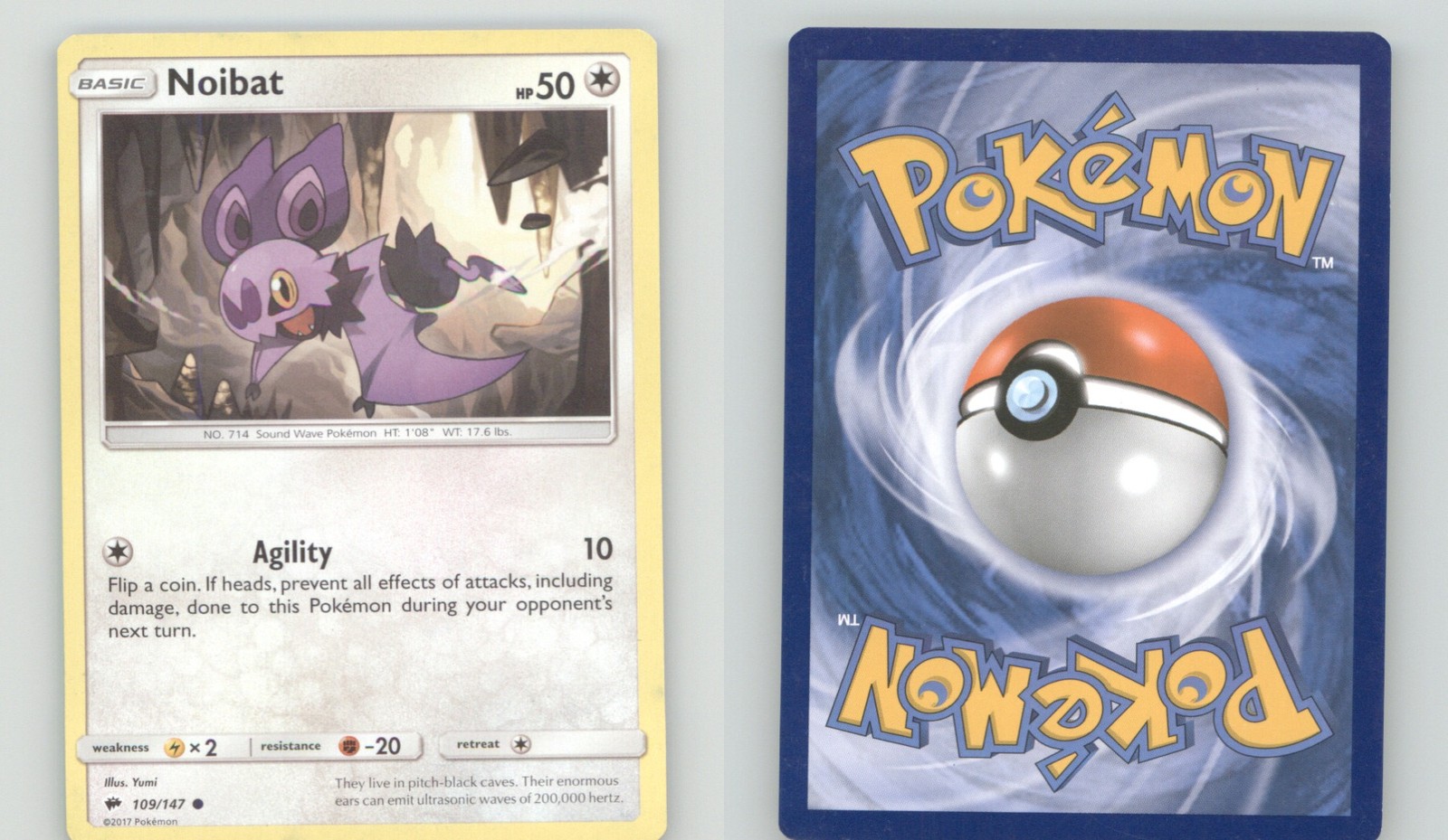 NOIBAT 109/147 COMMON BURNING SHADOWS POKEMON LIGHTLY PLAYED