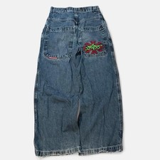Womens Grunge Y2k Baggy Skater Jnco Tribal Jeans Wide Leg