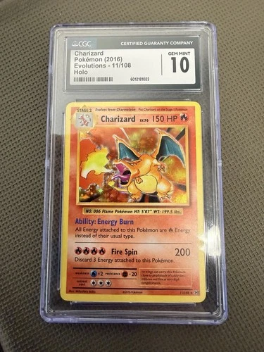 CGC 10 GEM MINT 💎 - Charizard 11/108 Evolutions Holo - 2016 Pokemon