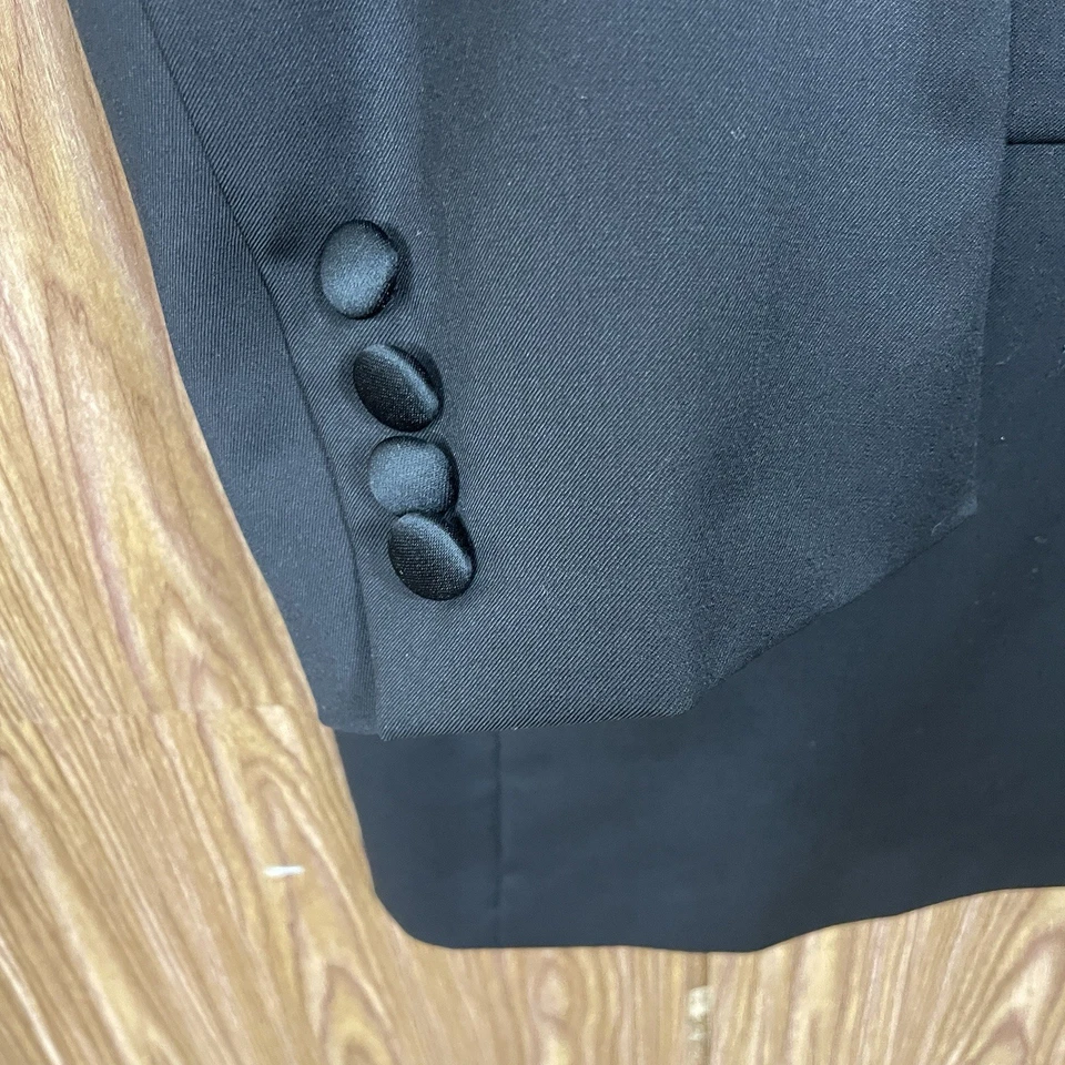 Jaqueta smoking masculina Hickey Freeman 48R preta sólida 100% lã feita nos EUA - Imagem 3 de 4