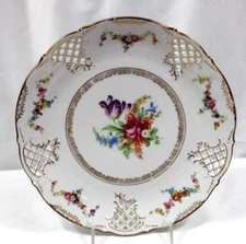 Bavaria Reticulated Round Dish Dresden Flowers
