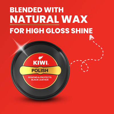 Kiwi Wax Shoe Polish | Renews and Protects Leather | For Black