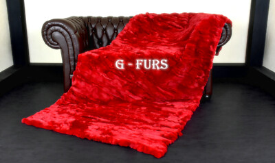 Luxury Red Rex Rabbit Fur Throw Blanket 