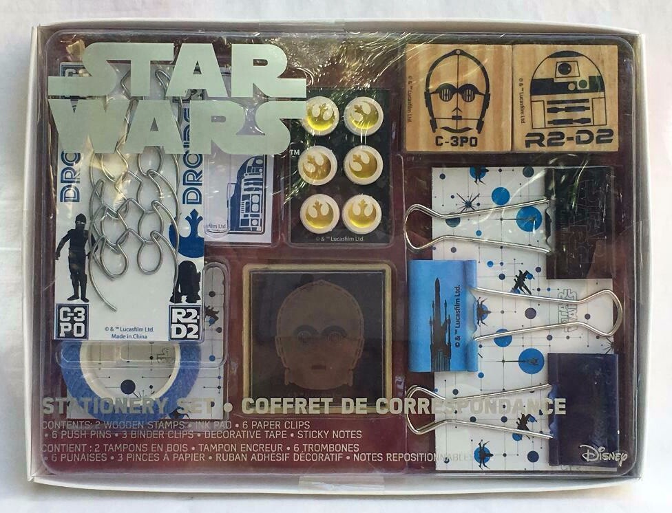 Disney Star Wars Stationery Set with Sticky Notes Tape Push Pins Clips and Wood Stamps-image