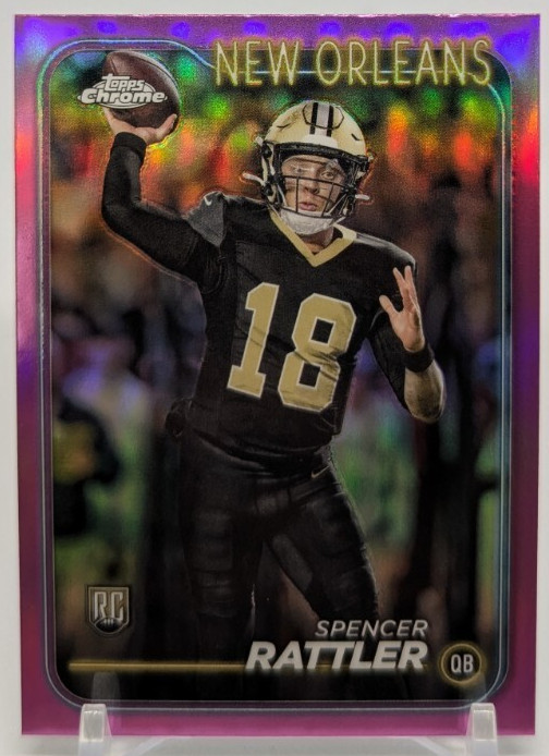 🏈2024 Topps Chrome Football #213 Spencer Rattler Pink Refractorr RC - Saints🏈