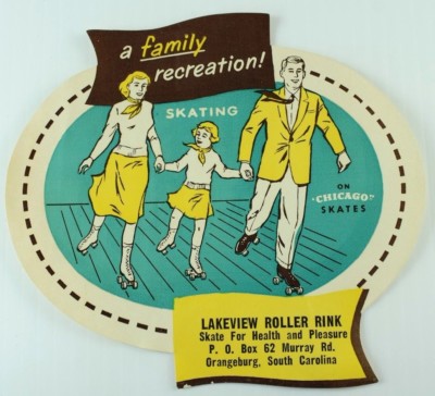1930's-50's Lakeview Roller Rink, Orangeburg, South Carolina Label Vintage B4