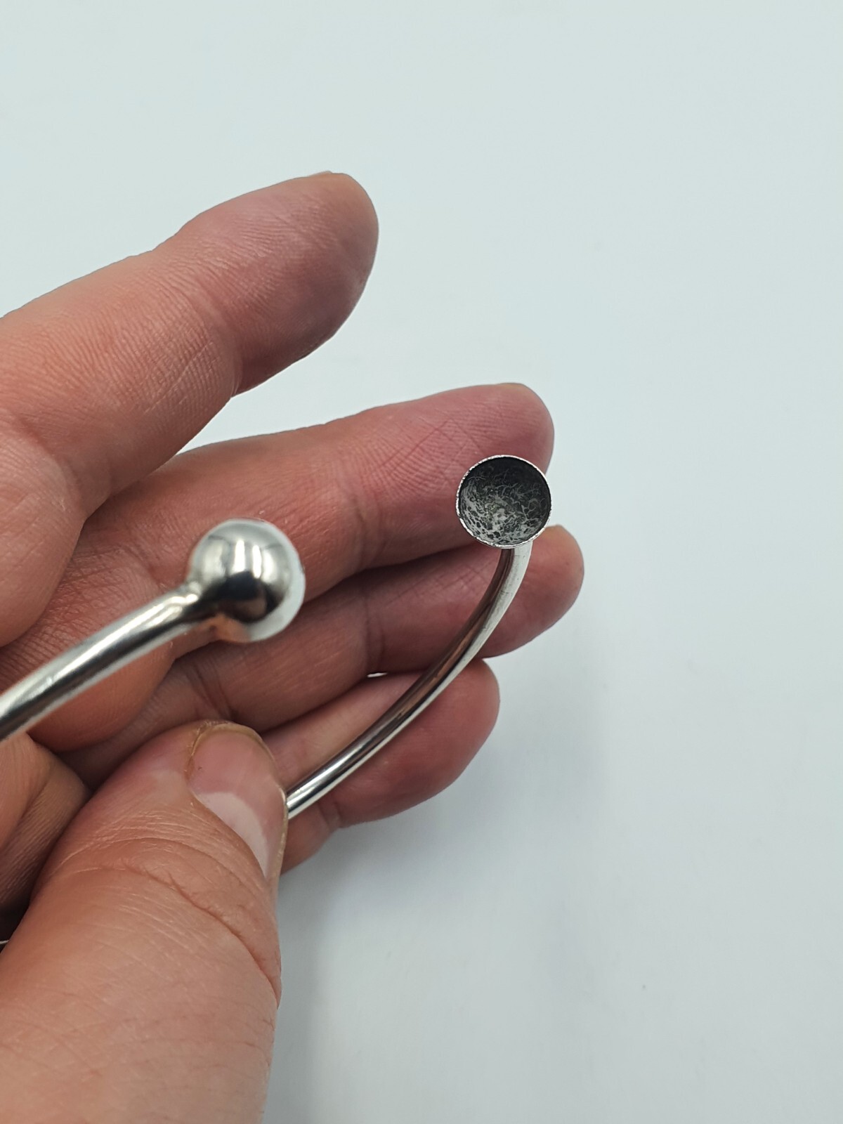 Unusual Design Solid Silver Cuff Bangle Signed PK… - image 12