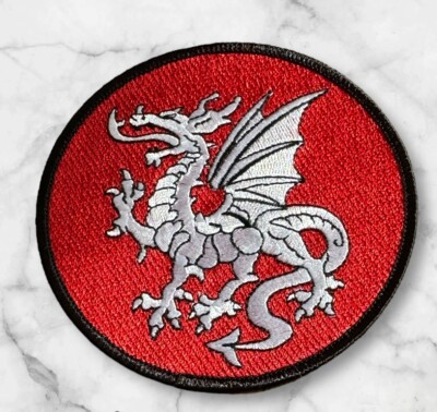 Round Saxon White Dragon badge ENGLAND Embroidered patch, Iron on/sew on