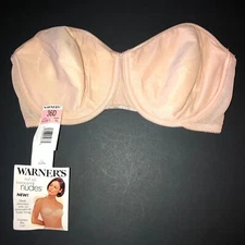 Vtg Warner's Not So Innocent Nudes Bra Size 36D Strapless Nude Beige #1249 NWT