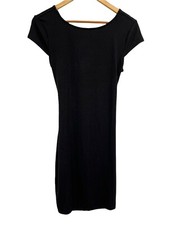 Teeze Me Juniors Dress Crossed Back Short Sleeve Black Stretch Size L