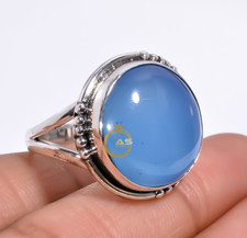 Blue Chalcedony Ring 925 Sterling Silver Statement Boho Rings Gift Jewelry